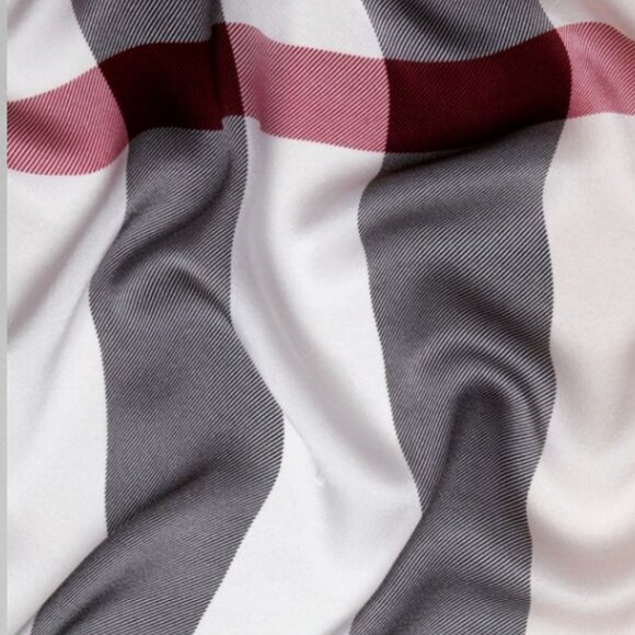 Burberry Check Print Ivory Silk Satin Scarf - Picture 8 of 16